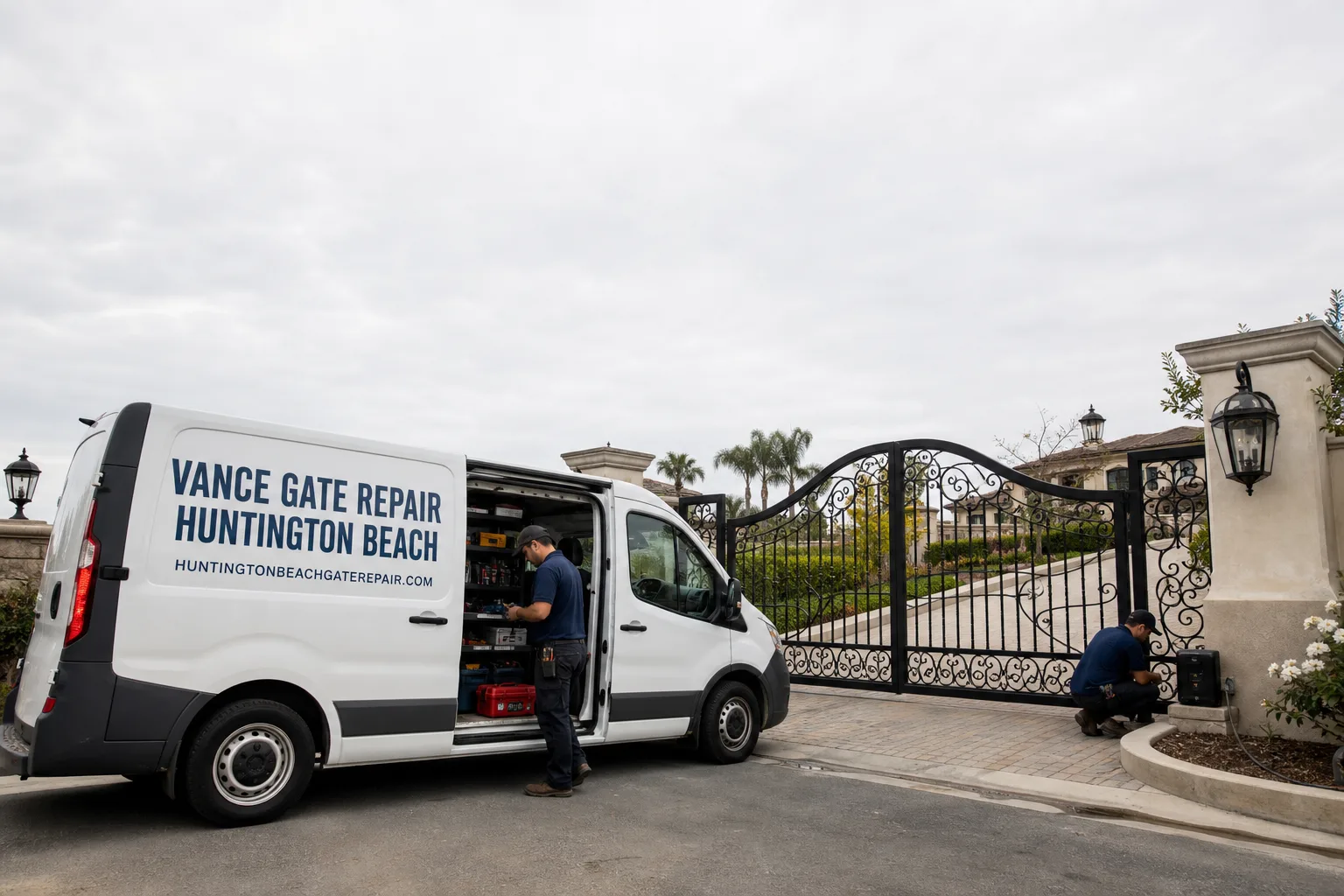 Vance Gate Repair Huntington Beach gate repair service vehicle and crew in Huntington Beach, CA
